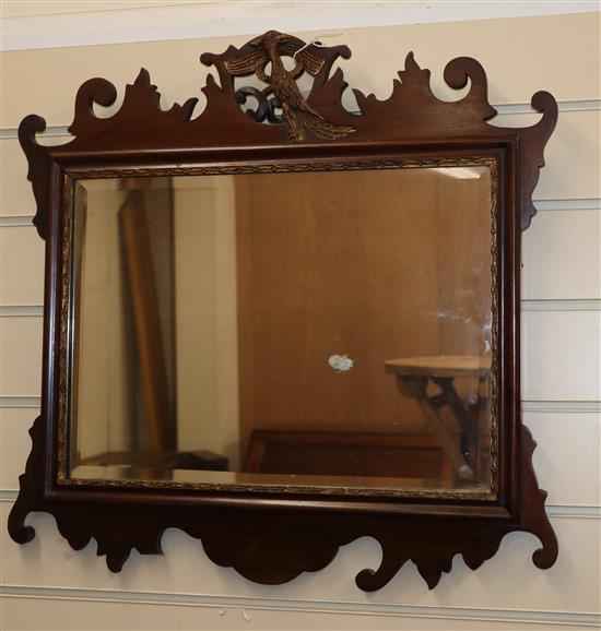 A George III design mahogany fretwork wall mirror W.58cm